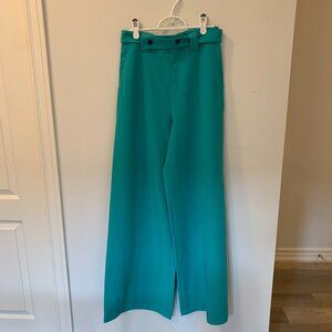 Teal wide leg dressy pants with belt and pockets! French Connection size 4